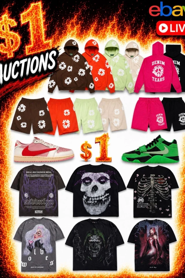 $1 STARTS🔥CLEAROUT DEALS🔥Designer+Denim Tears+Civil Regime+Sp5der+Darc