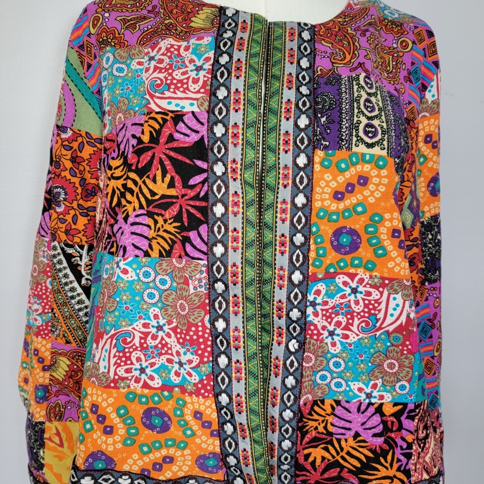 Emery Rose Patchwork Jacket Blazer 100% Cotton Sz… - image 9