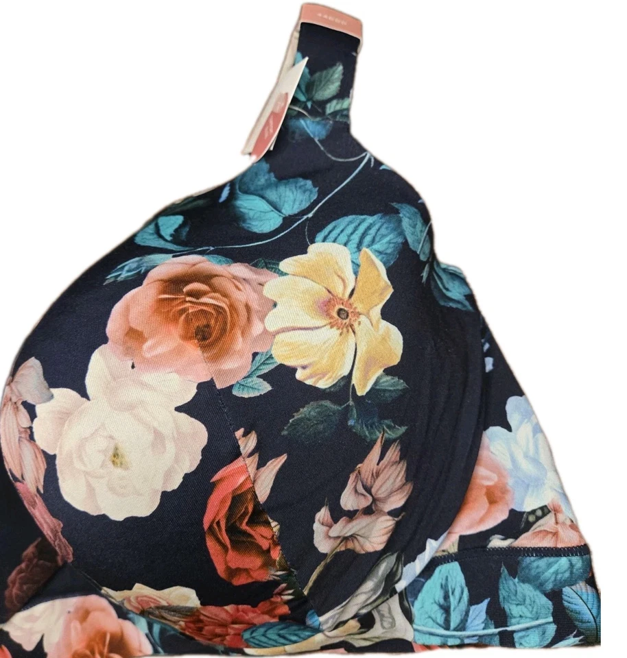 Cacique 44DDD 钢圈 Balconette 胸罩内衬蓝色花卉 Lane Bryant 全新 — 第 2/4 张图片