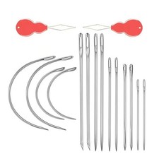 14/16PCS Heavy Duty Leather Sewing Needles Kit Curved Upholstery Carpet Repair