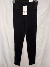 ZARA Hi Rise Leggings With Wide Elastic Waistband Black Size Small 8372/276/800
