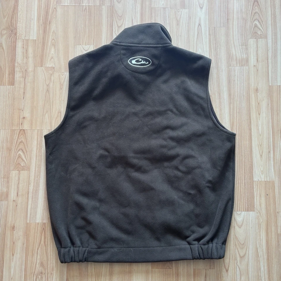 DRAKE Waterfowl Dark Brown Fleece Full Zip Windproof Hunting Vest Layering Sz L! - Image 3 of 4