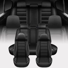 5-Seats Car Seat Covers Front Rear Full Set Leather Protectors Quilted For Honda