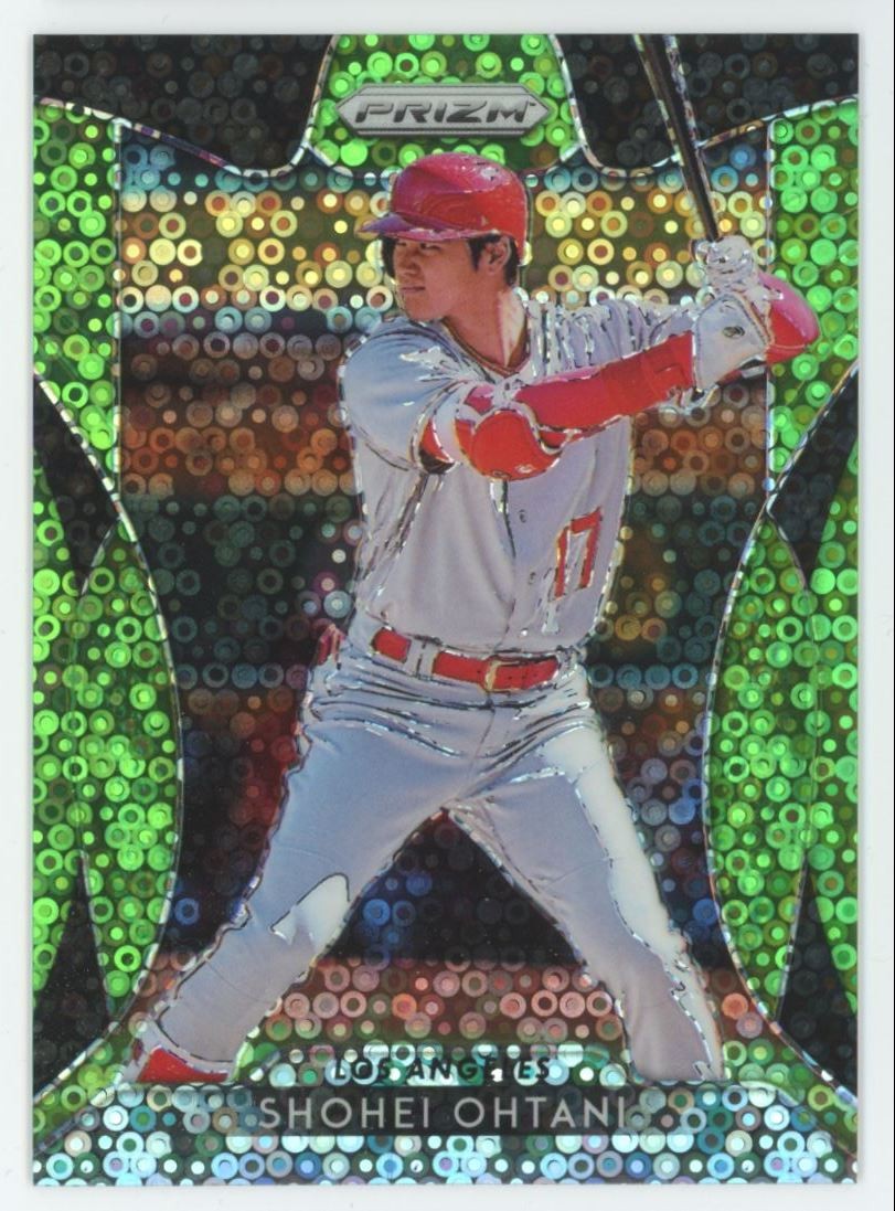 2019 Panini Prizm Lime Green Donut Circles Shohei Ohtani 128/199 Angels #153 A1