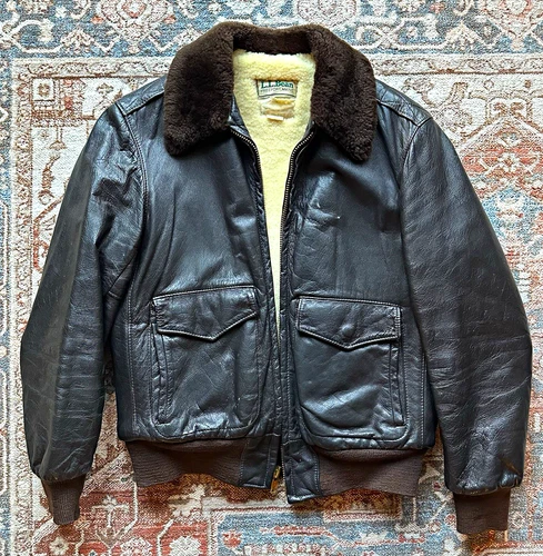 VTG Vintage LL Bean Flying Tiger Goatskin Bomber Jacket - size 38 USA - product listing photo