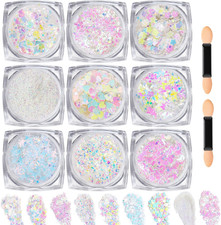 Clear White Body Glitter Face Glitter Hair Glitter for Women, 9 Shapes Face, Bod