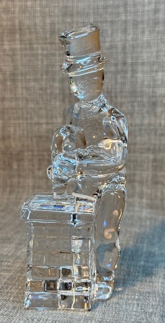 ORREFORS Crystal Paperweight Figurine Chimney Sweep Sweden Scandinavian Glass