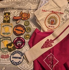 Vtg Boy Scout Lot OA Bandana Sash Patches Archery Bowman Shooting Lodge 216