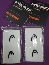 2 Pairs HEAD LOGO WRISTBAND SWEATBAND White Color, 3" long. 2 Pairs