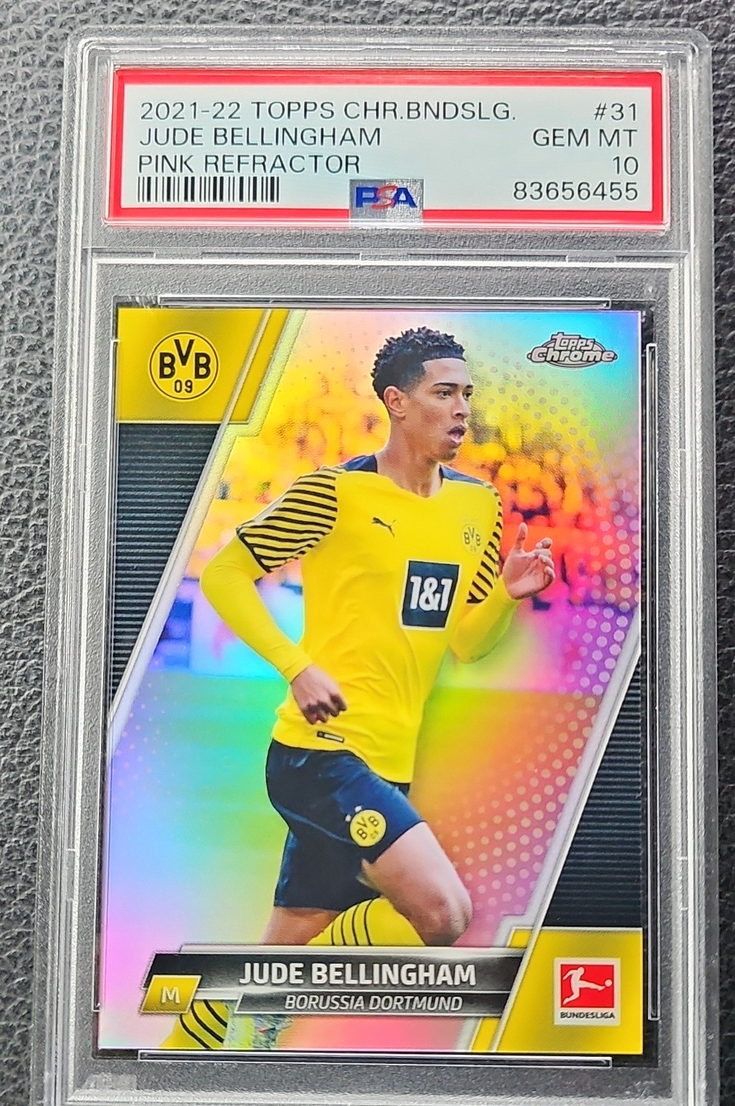 2021-22 Topps Chrome Bundesliga - Jude Bellingham #31 Pink Refractor /75 PSA 10 view 1