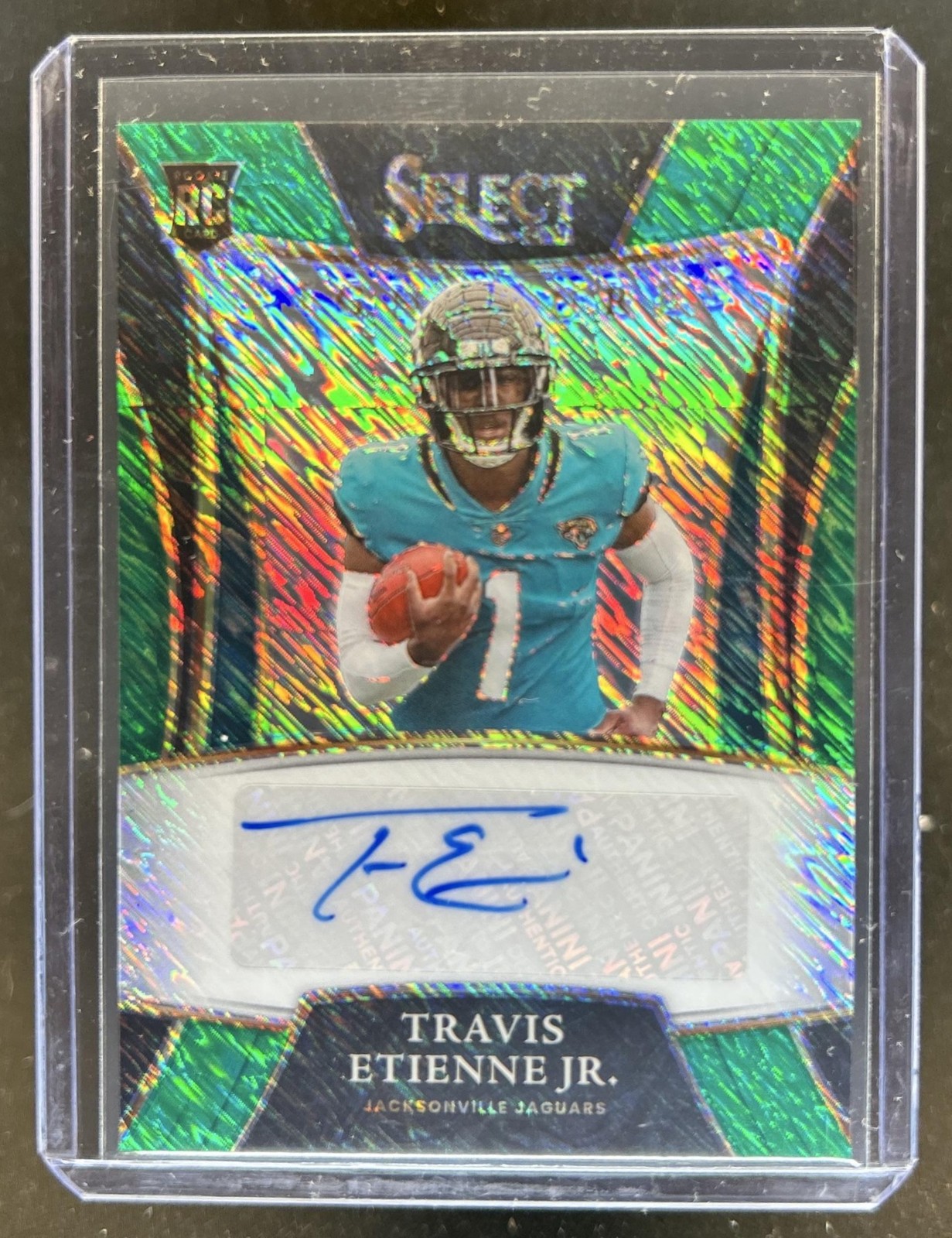 Travis Etienne Panini Select Select Signatures Prizm #SSPTET Green