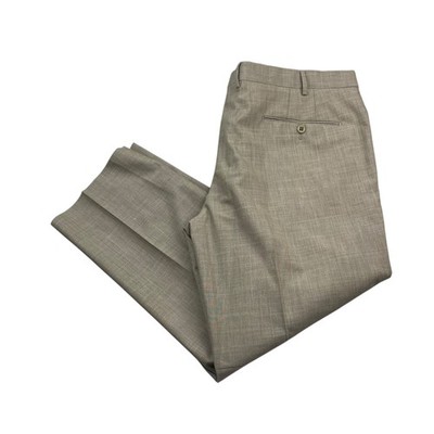 Zanella Recent Men's Parker Flat Front Dress Pants Khaki/Tan   Italy   38x26