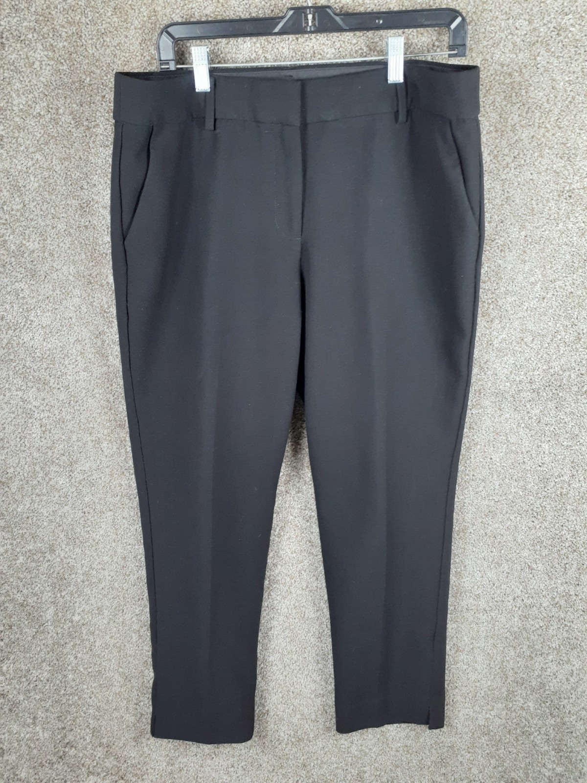 Talbots Hampshire Ankle Dress Pants Womens 14 Black Mid Rise Pockets Career Chic
