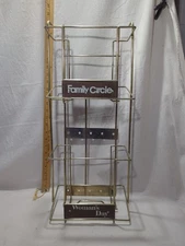 Vintage MCM Metal Gold Tone Store Display Magazine Rack Family Circle Womens Day