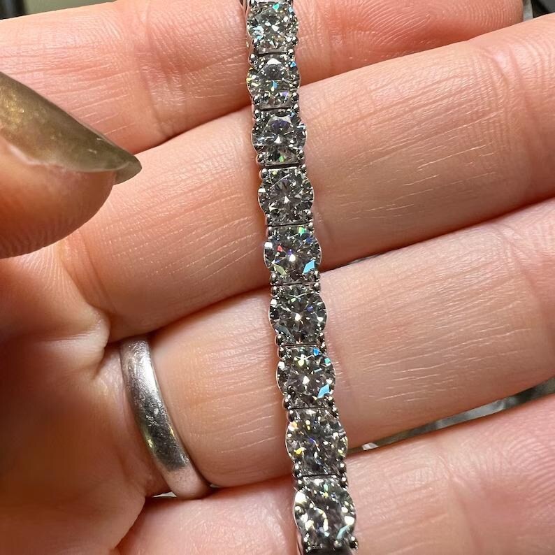 12.50Ct Round Cut Natural Diamond Women's Wedding Tennis Bracelet 14K White Gold