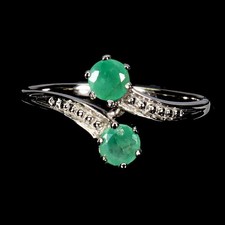 925 Sterling Silver Ring Round Emerald 4mm Natural Gemstone Jewelry Size 8