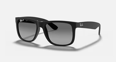 New Ray-Ban Justin RB4165 622/T3 54MM Black Grey Gradient Polarized Sunglasses