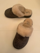 UGG Cozy Knit Women's Gray Knit Fur Lined Slip On Slippers US 9 EU 40