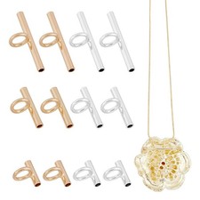 SUPERFINDINGS 12Pcs Brass Pin to Pendant Converters, Gold Silver