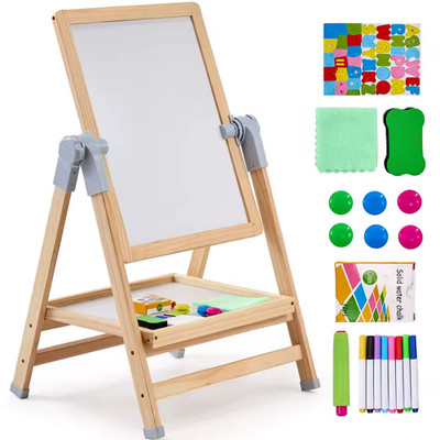 Kids Standing Magnetic Drawing Board Easel with Art Accessories