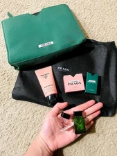 Prada Gift Set Travel Size Perfume X2 @7ml Body Lotion 50ml And Pouch Bag