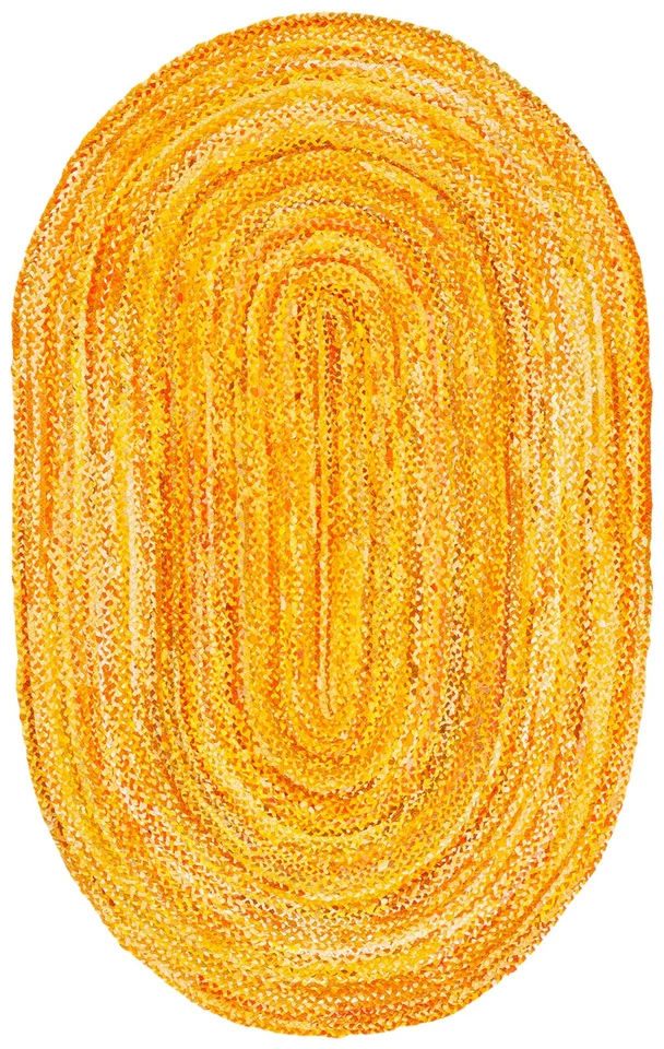 Tapete de área coleção trançado - 4' x 6' oval, dourado, feito à mão fazenda de campo... - Imagem 2 de 4