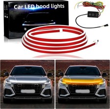 71" Car LED Hood Light Strip, Dual Color Dynamic Scan White Amber 71inch