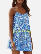 Lilly Pulitzer Ramona Skort SET Brilliant Blue Ceviche Neon Tassel Crop Sz 8 NWT