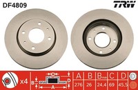 2X Bremsscheibe TRW DF4809 FüR Galant Mitsubishi Lancer 8 7 CS3A CS9W EA2A EA2W