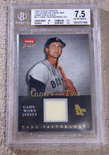 2004 Fleer Greats Gold Carl Yastrzemski Game Used Jersey Glory of Time BGS 7.5