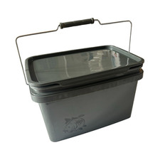 Grey/Black Plastic & Metal Fishing Bait Bucket/Box with Lid & Carry Handle