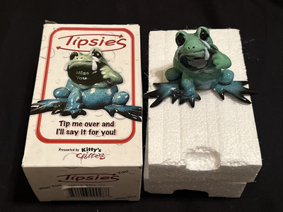 Kitty s Critters Tipsies Miss You Crying Tear Green Blue Frog