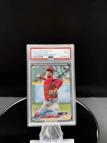 2018 Topps Update #US1 Shohei Ohtani Pitching In Red Jersey RC Rookie PSA 9 Mint