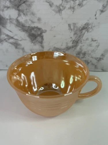 Vtg Fire King Peach Lustre Coffee Tea Cup Oven Ware 3 Bands 2.5” Anchor Hocking