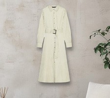 NWTZARA LONG SLEEVES BELTED STRIPED MIDI DRESS