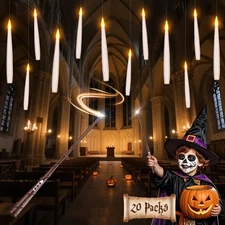 Halloween Decorations Floating Candles with Wand: 20Pcs 6.6 inches, White 