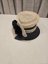 Sz 7 Sinamay Kentucky Derby, Church, Formal Dress Hat, Lightweight EUC Polka Dot