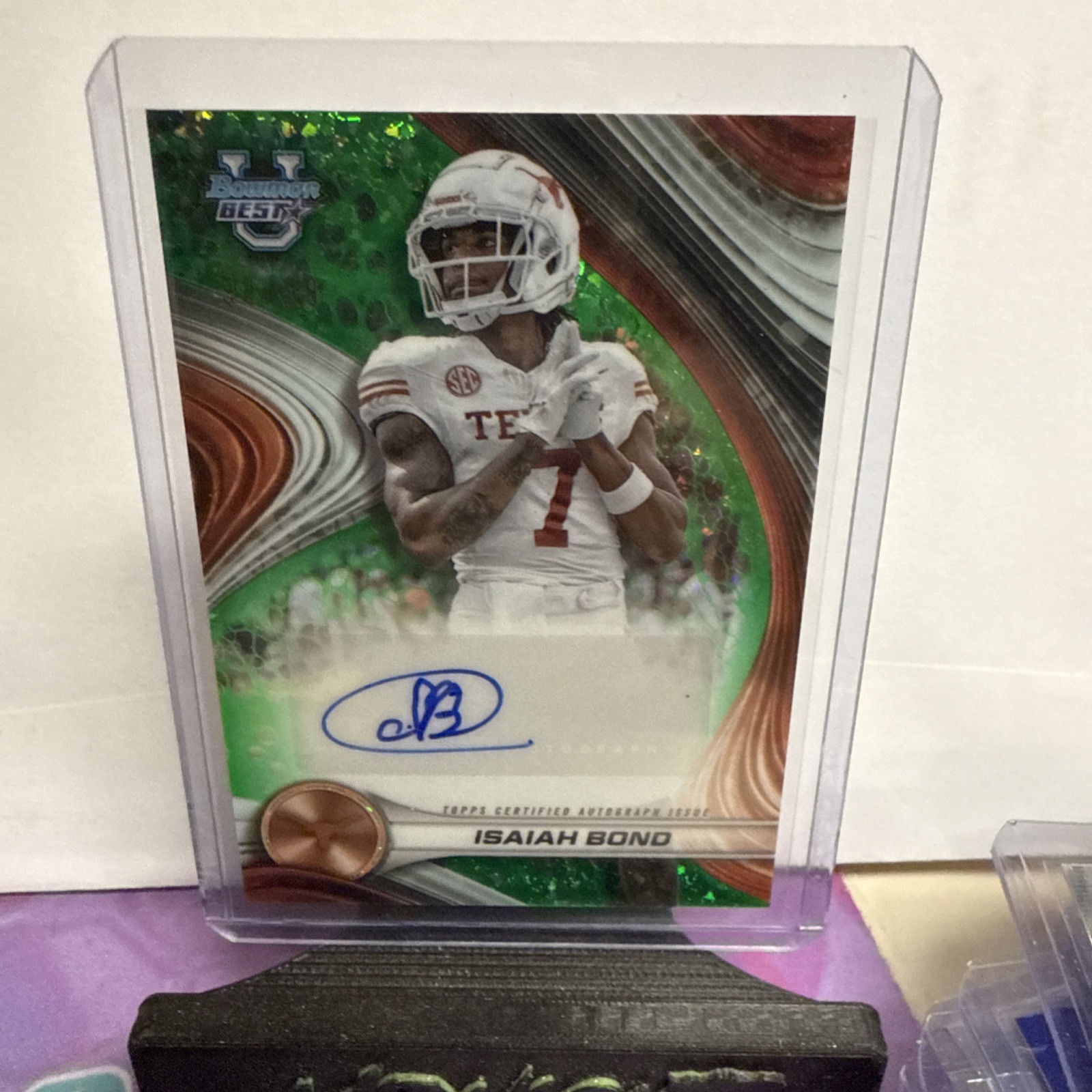 Isaiah Bond 2024 Bowman Best U University Green Refractor Auto 98/99 Longhorns