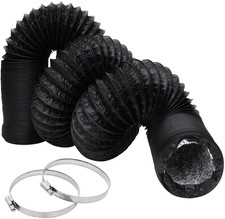 3Inch Flexible Ducting Hose 16.5 Feet Black Aluminum Ducting Dryer Vent Hose wit