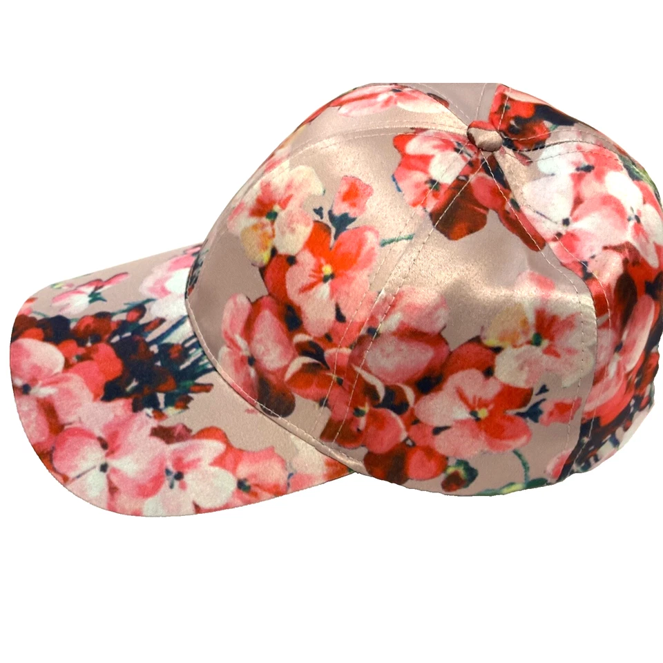 Boné de beisebol rosa floral cetim por Collection Eighteen ajustável Boho Chic - Imagem 2 de 4