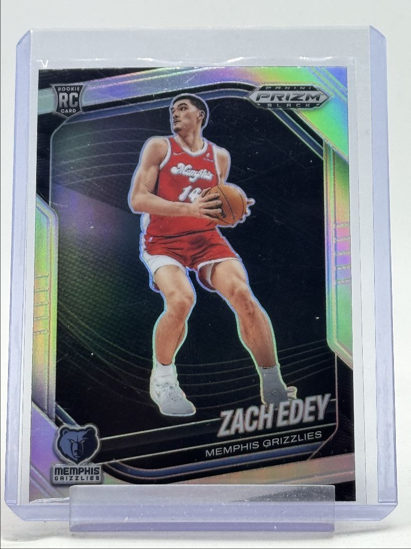 ZACH EDEY 2024-25 PANINI PRIZM BLACK ROOKIE SILVER GRIZZLIES #64 RC Q3615
