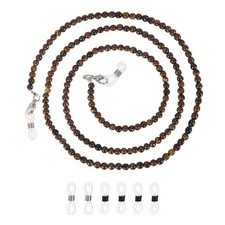 Natural Round Stone Beaded Eyeglass Chain for Women, 28 Inch Brown