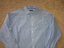 TOMMY HILFIGER blue cotton long sleeve button front shirt men's Large