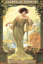 Poster Manifesto Locandina Pubblicitaria d'Epoca Stampa Vintage Champagne Drink