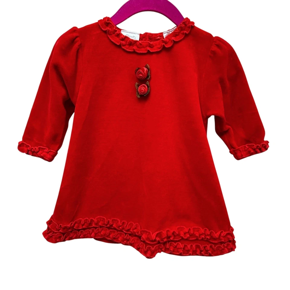 Vestido rojo KOALA BABY con flores a juego 3-6 meses vacaciones Navidad oufit Foto 2 de 4