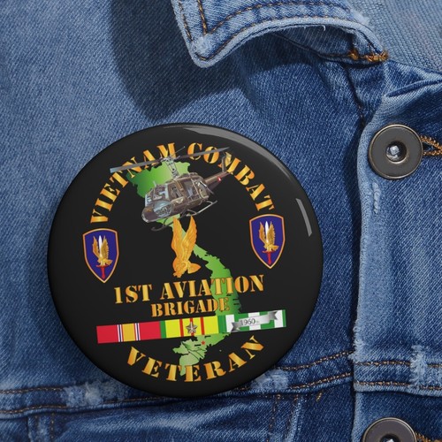 Botones de alfiler - Veterano de caballería de combate de Vietnam con 1ª aviación Bde SSI V1 - Imagen 2 de 2