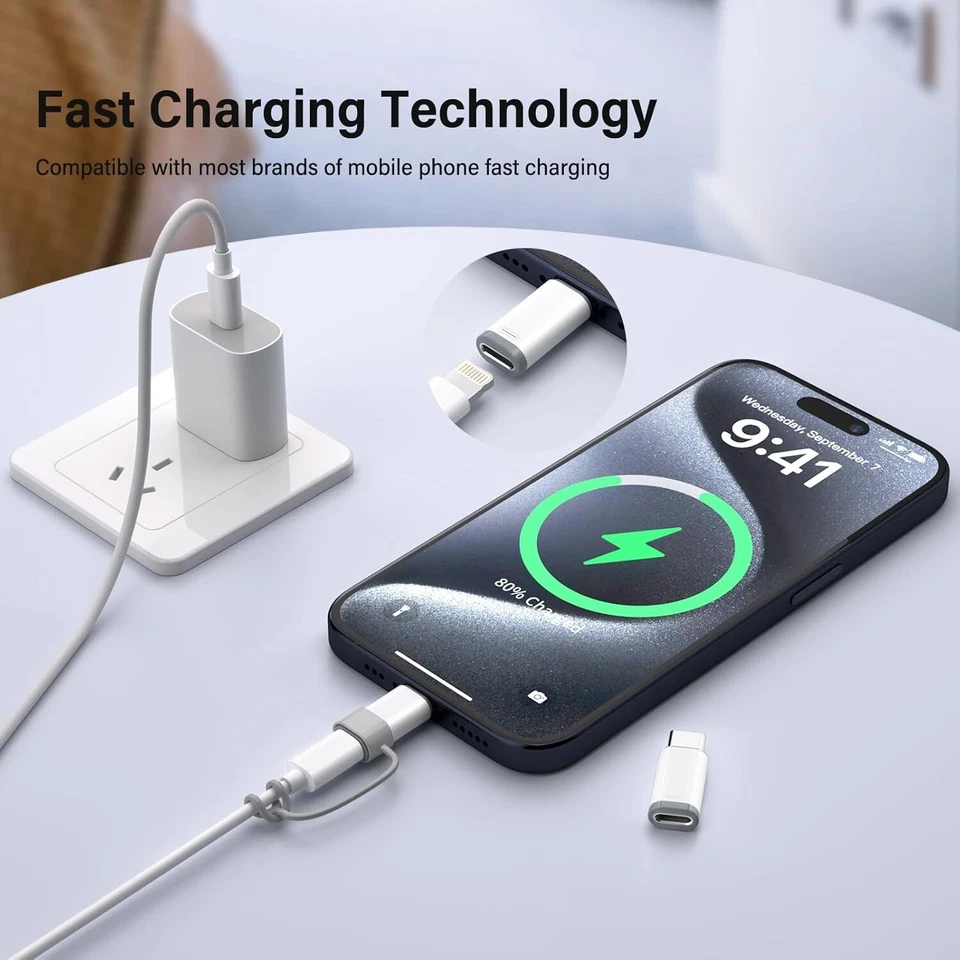 Type C Male To iPhone Port Adapter USB-C To iPhone Charge USB Convertor-4 Pack - Image 4 of 4