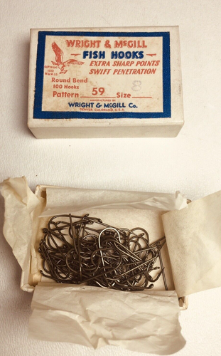 Ganci da pesce vintage Wright e McGill modello 59 misura 8 (67 ami) - Foto 1 di 8