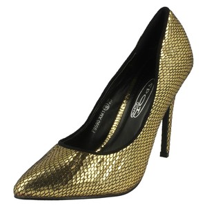 gold stiletto court shoes