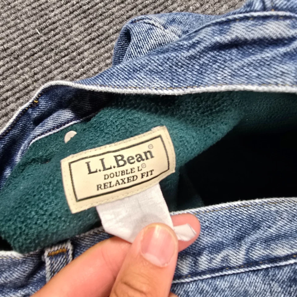Vintage Baggy LL Bean Jeans Mens 36x30 Blue Denim Flannel Lined Workwear Winter - Image 3 of 4